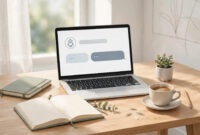 Laptop with free AI tools that save time on a clean desk