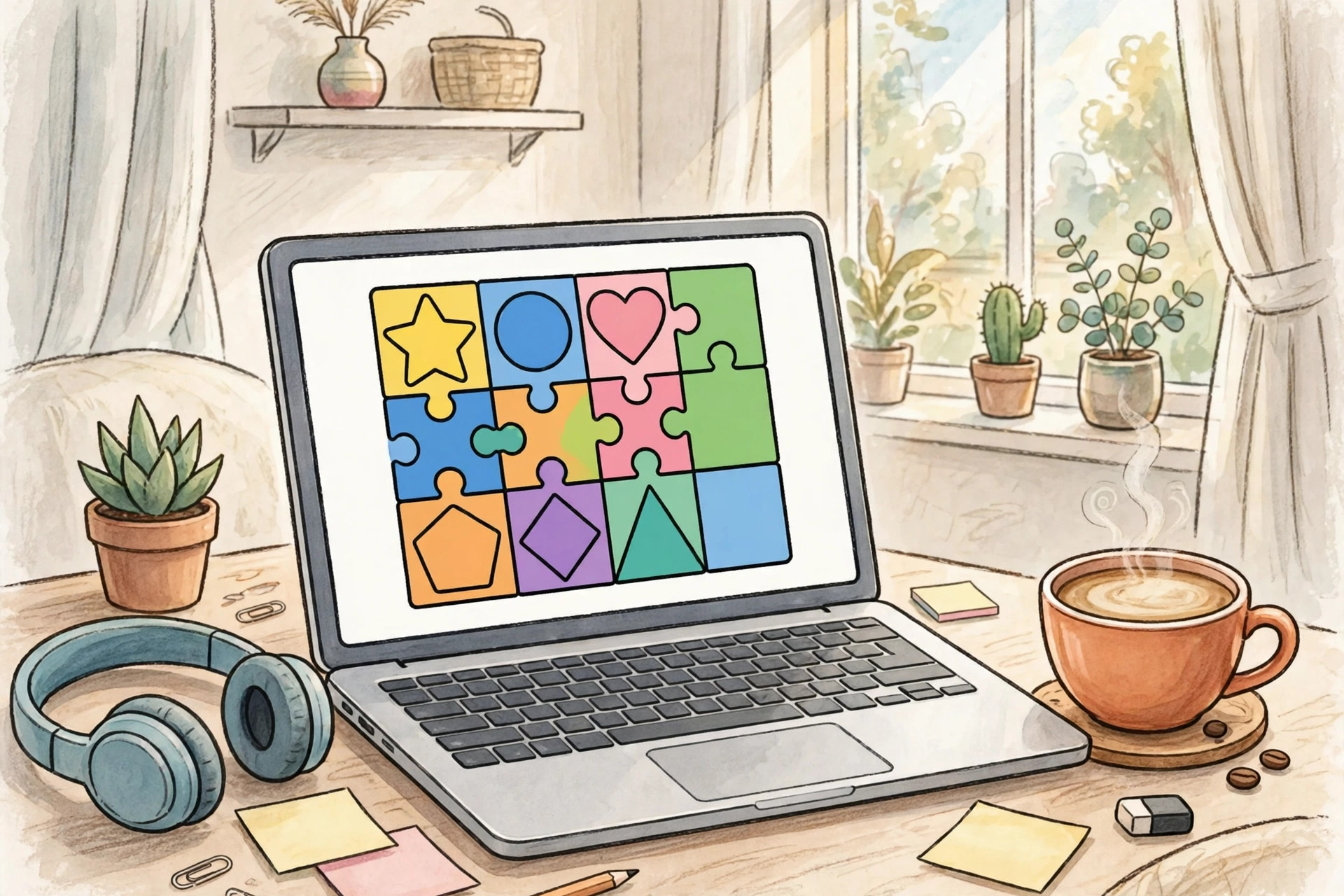 Laptop showing free browser games with no download needed